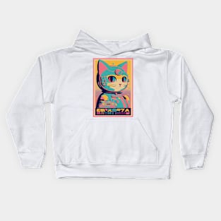 Vintage Anime Space Cat | Quality Retro Anime Origin Design | Chibi Kawaii Manga Art Kids Hoodie